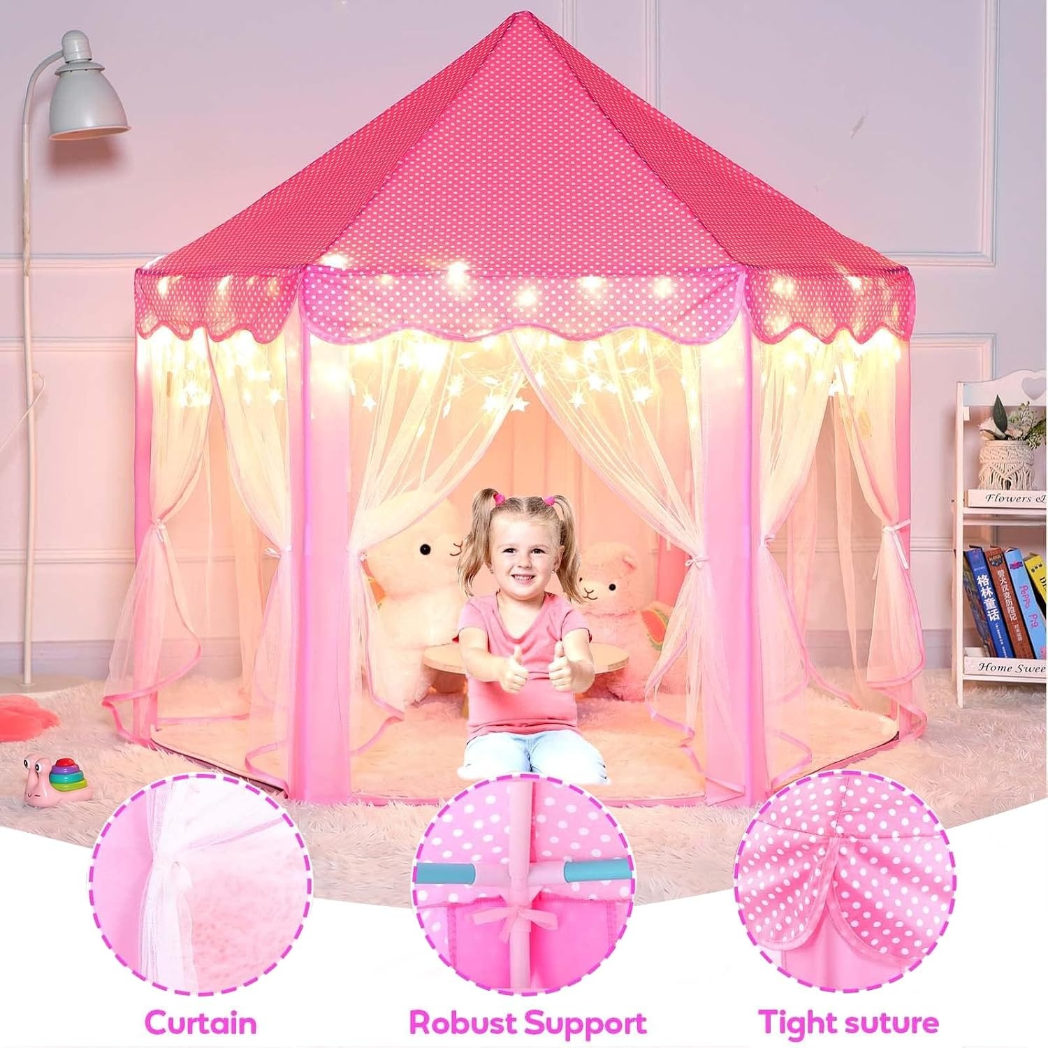 Princess Castle Fairy Play Tent with Rug: image 6