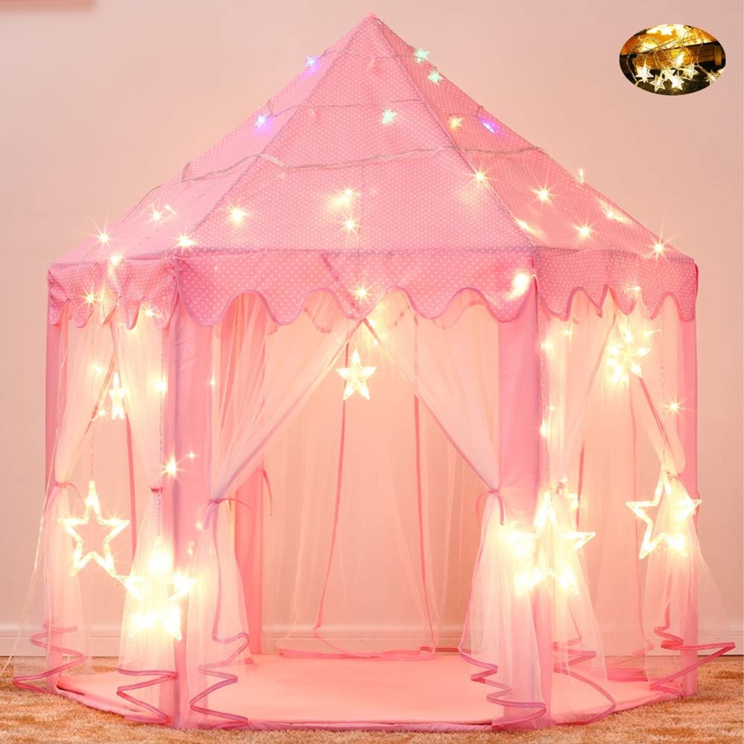 Princess Castle Tent with Star Lights: image 3