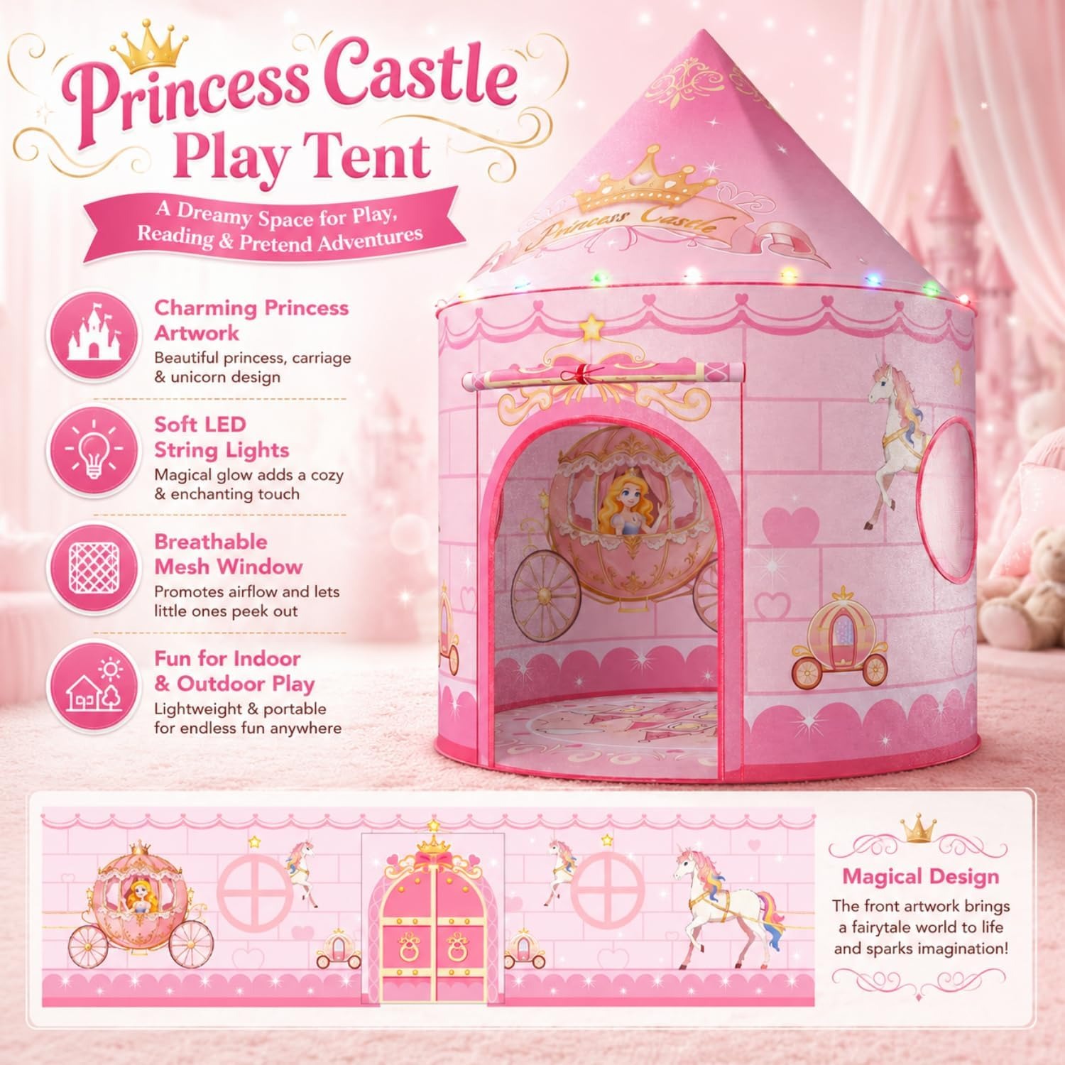 Princess Pop Up Tent with Lights: image 7