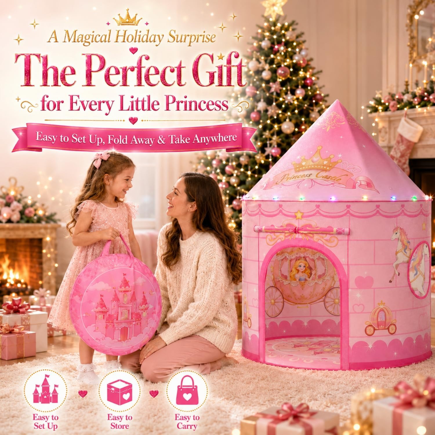 Princess Pop Up Tent with Lights: image 8