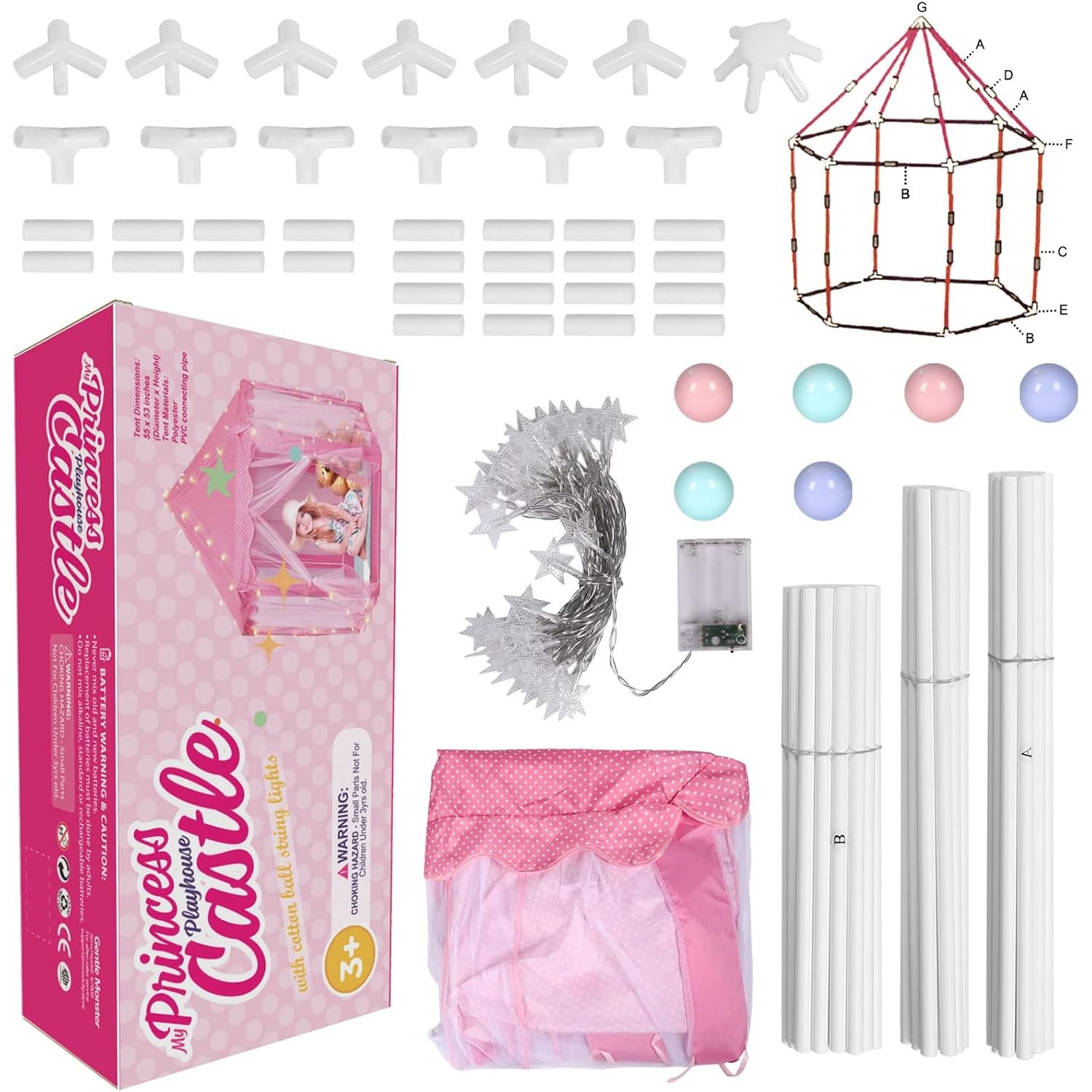 Princess Tent with LED Star Lights: image 2