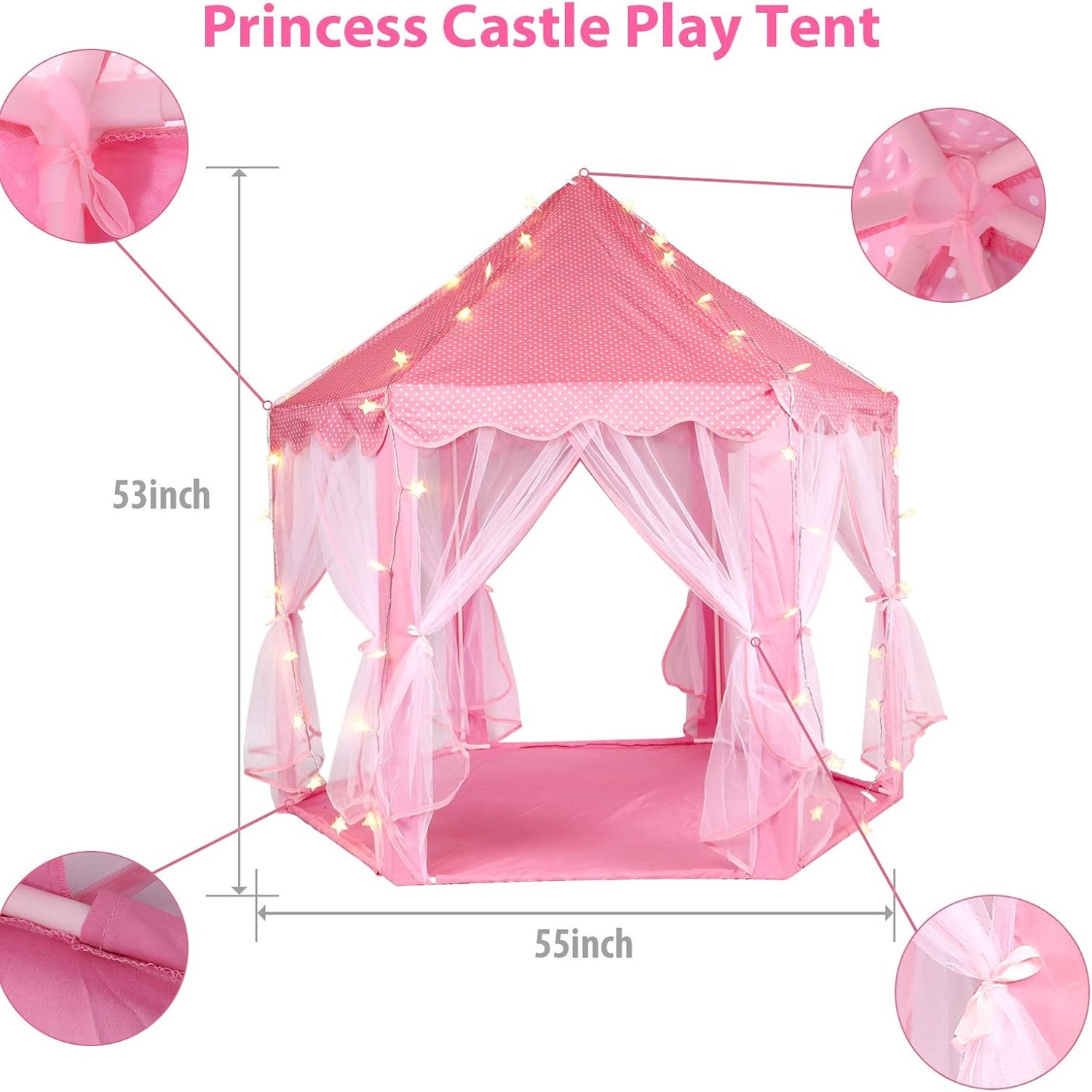 Princess Tent with LED Star Lights: image 4