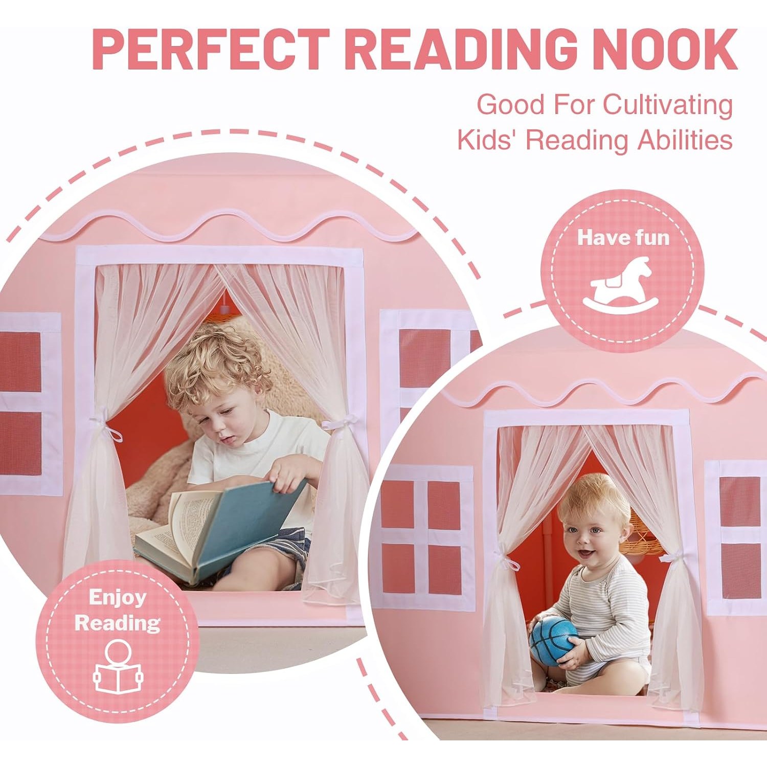 Pink Playhouse Tent with Mat and Tassel Garland: image 4