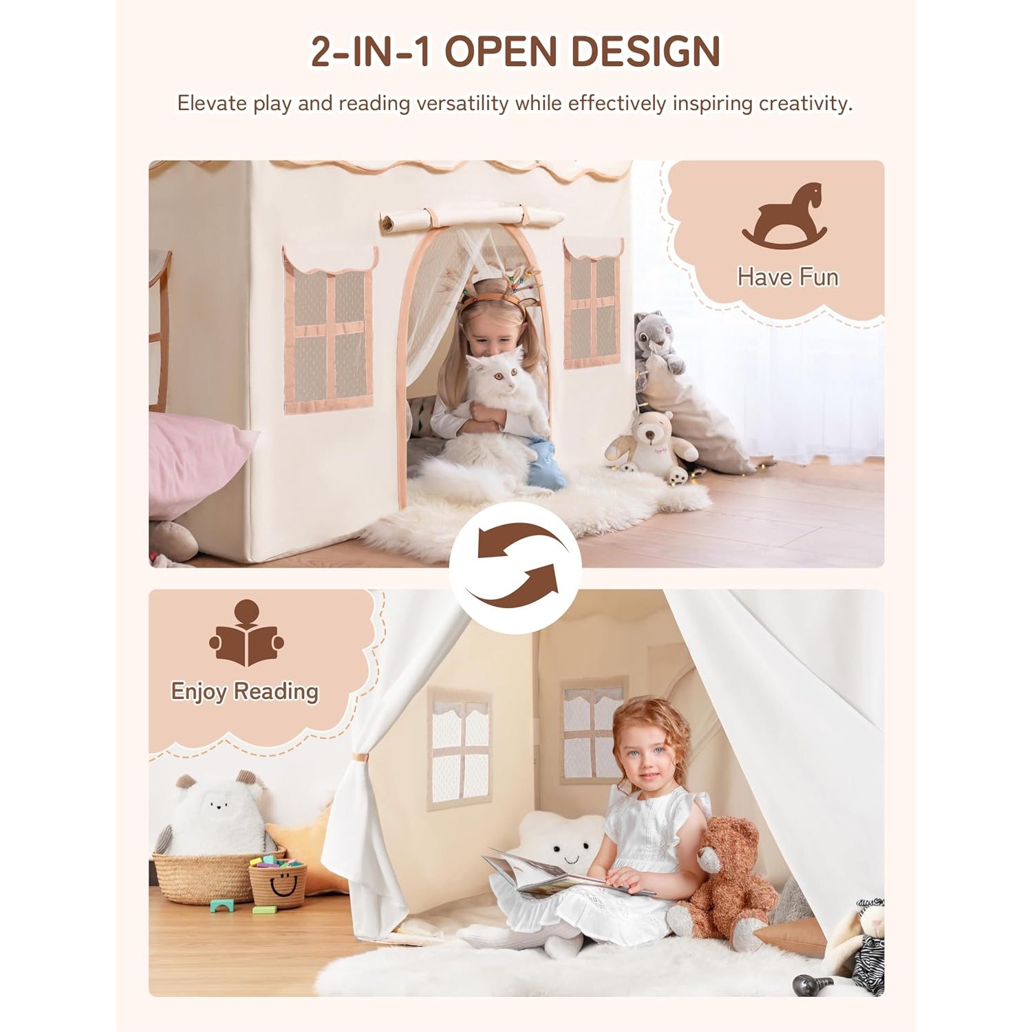 Two in One Play Tent with Double Doors: image 4