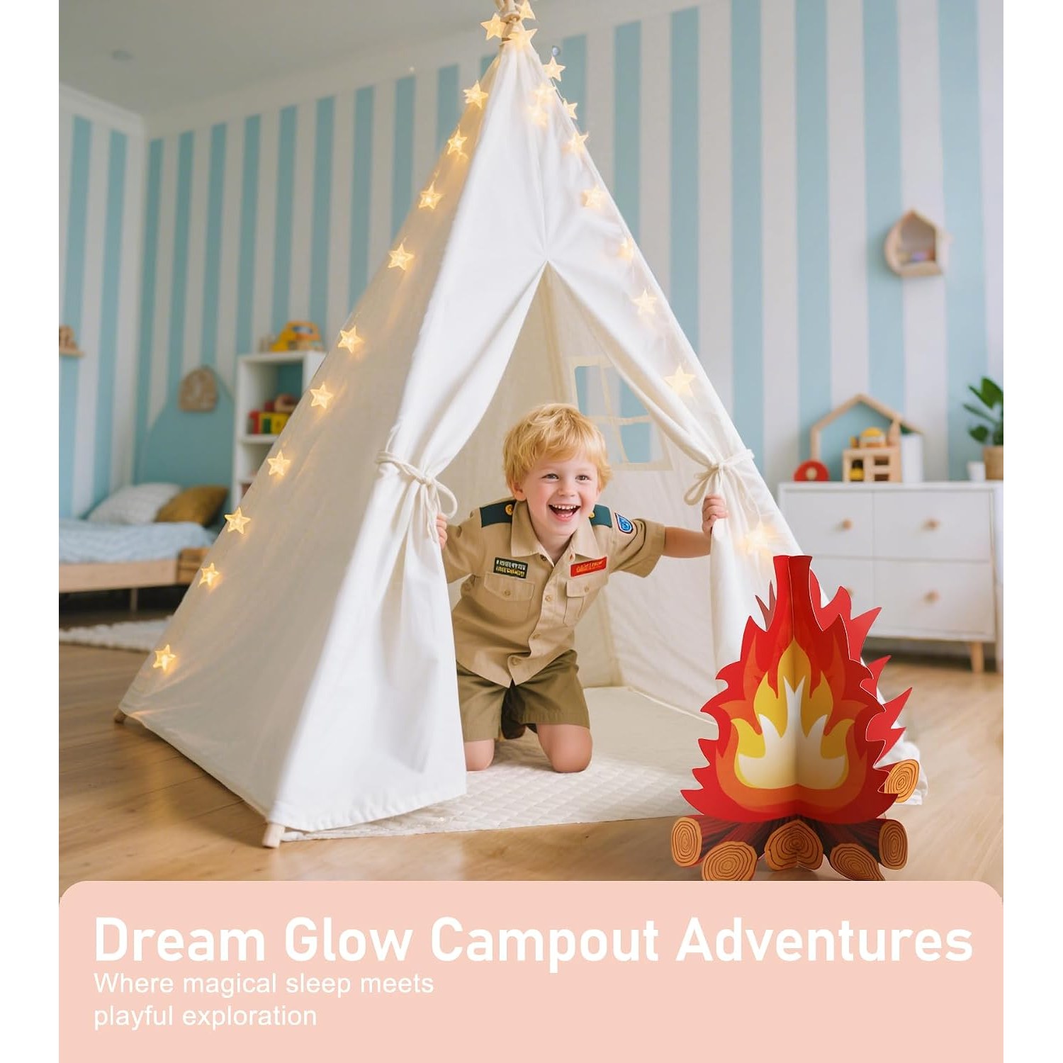 Teepee Tent with Star Lights and Campfire: image 2