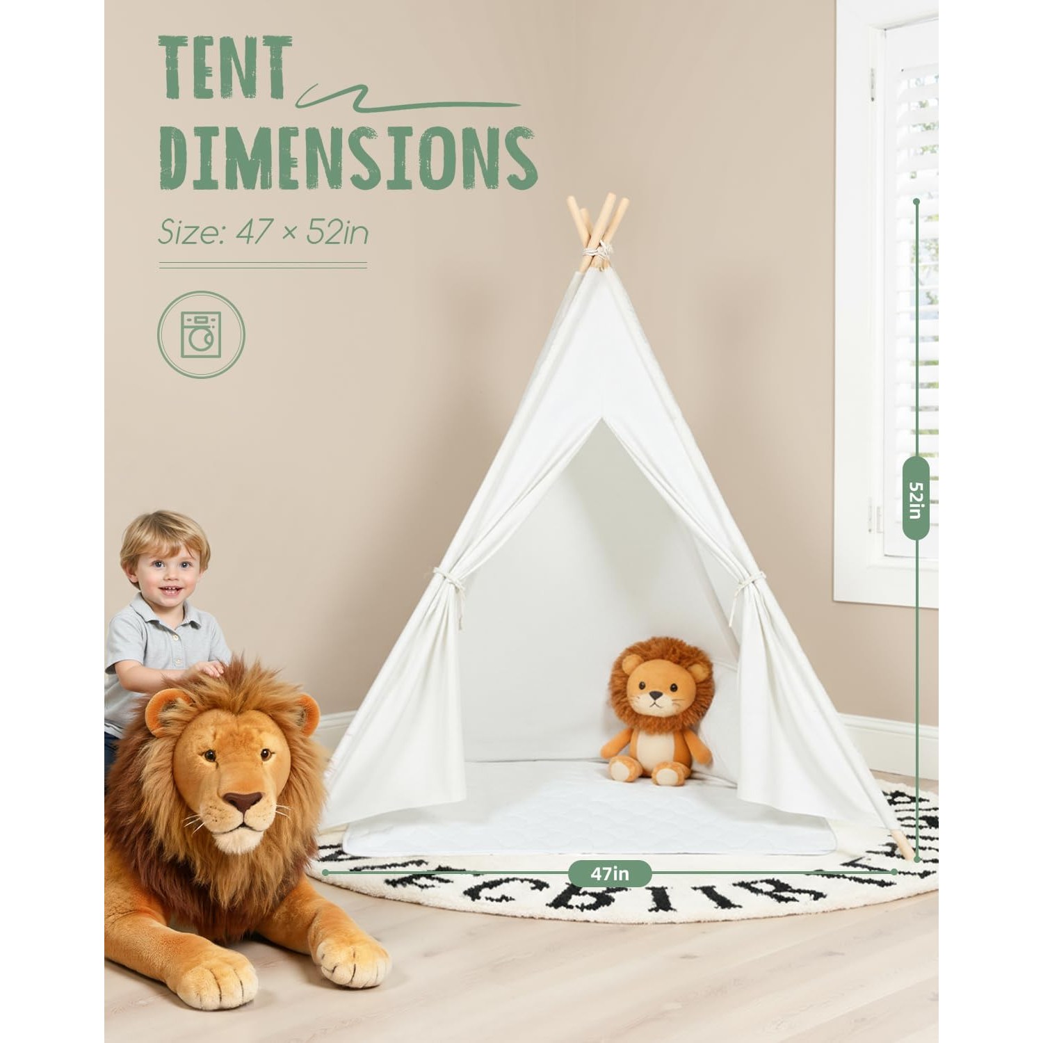 Washable Cotton Teepee Tent for Kids: image 2