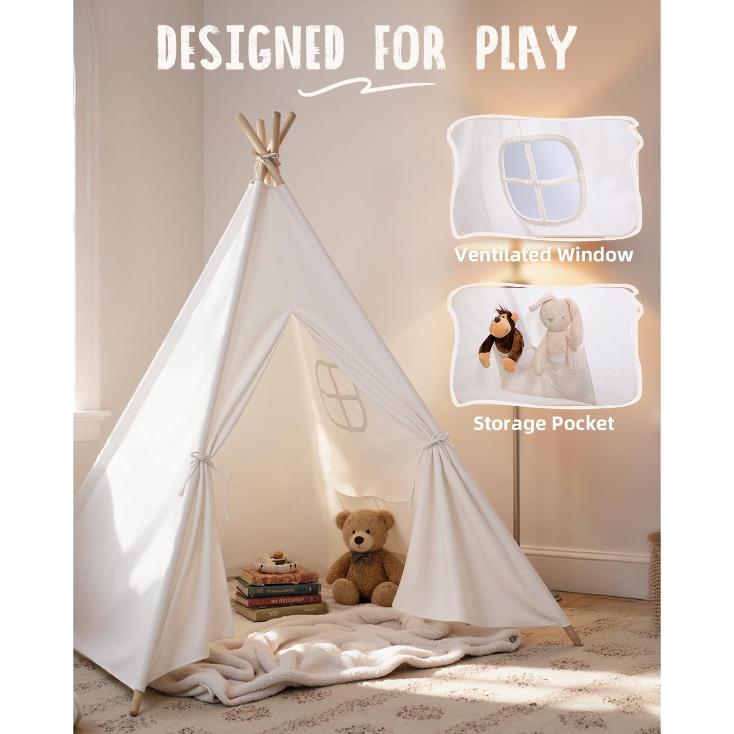 Washable Cotton Teepee Tent for Kids: image 4