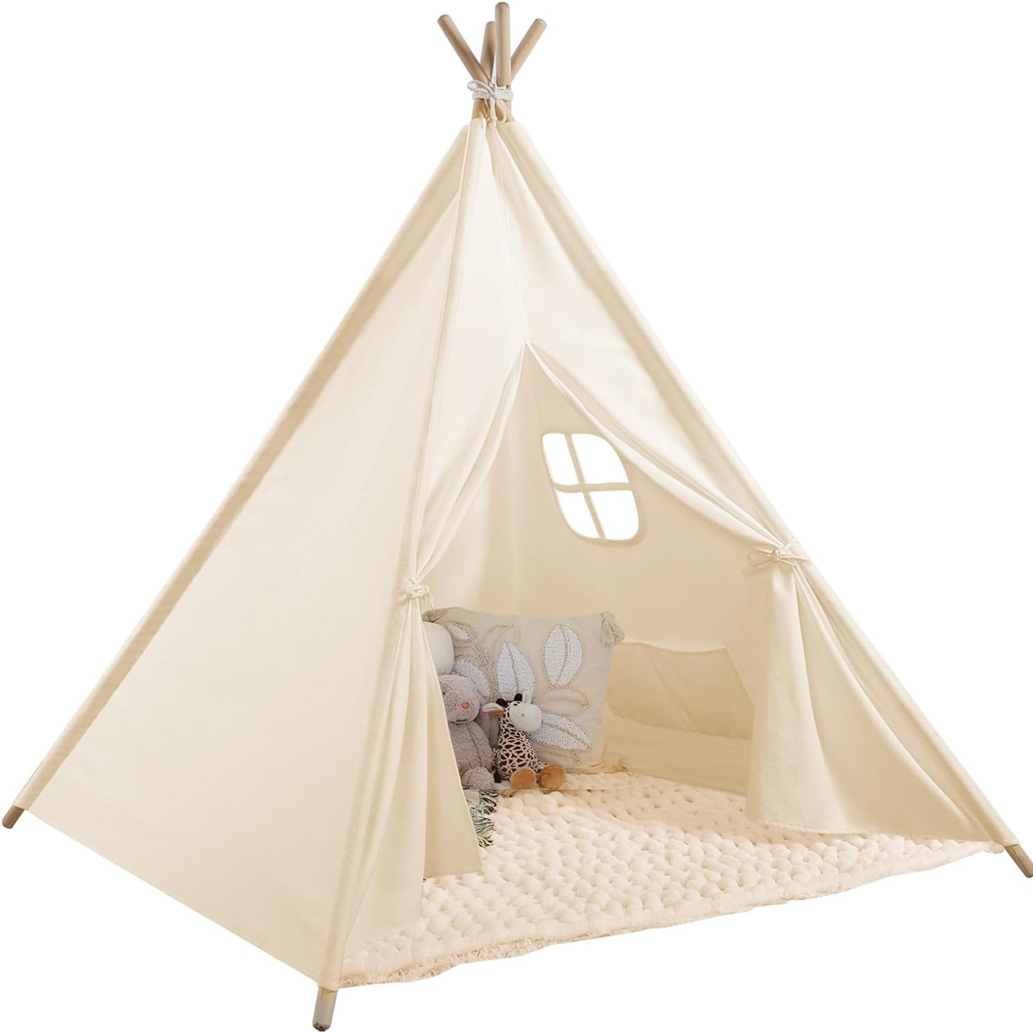 White Canvas Teepee Tent for Kids