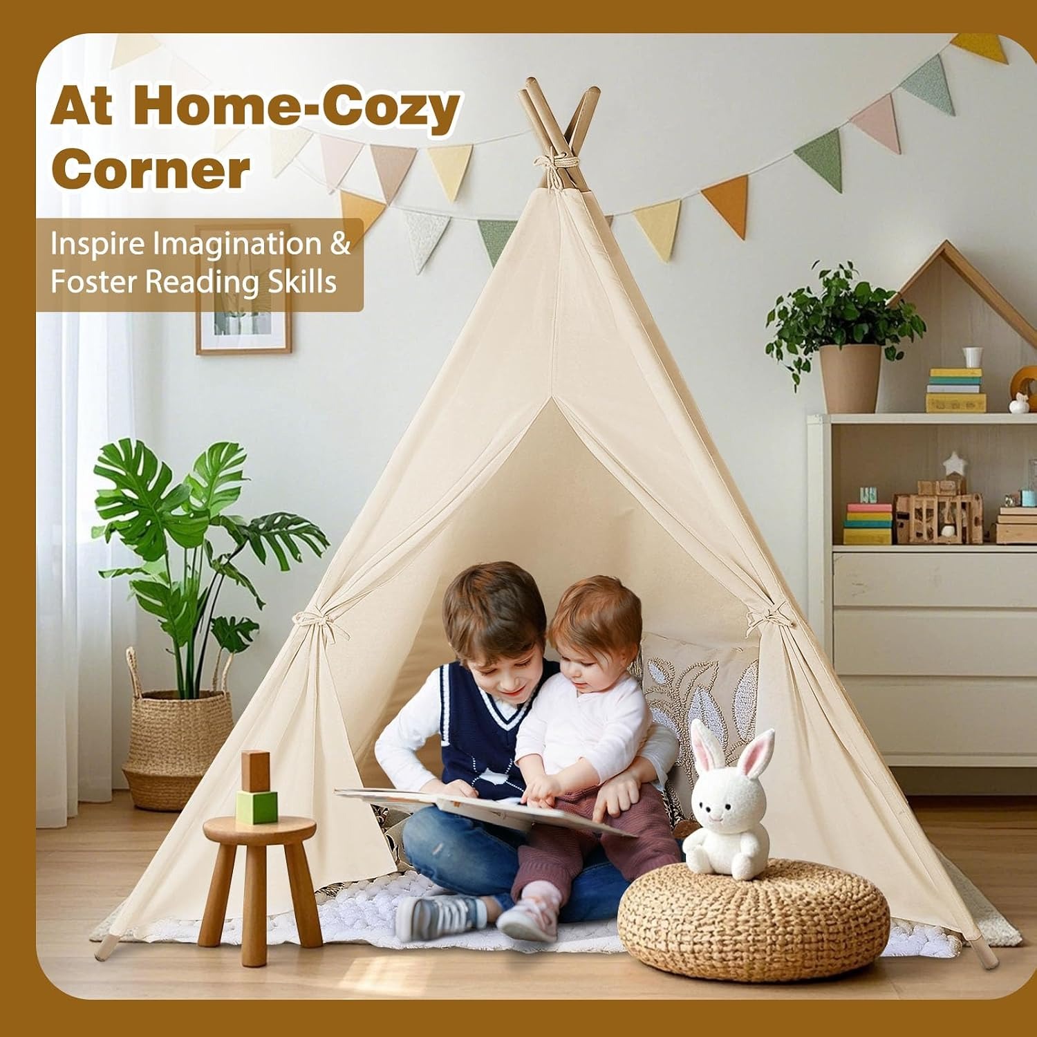 White Canvas Teepee Tent for Kids: image 2