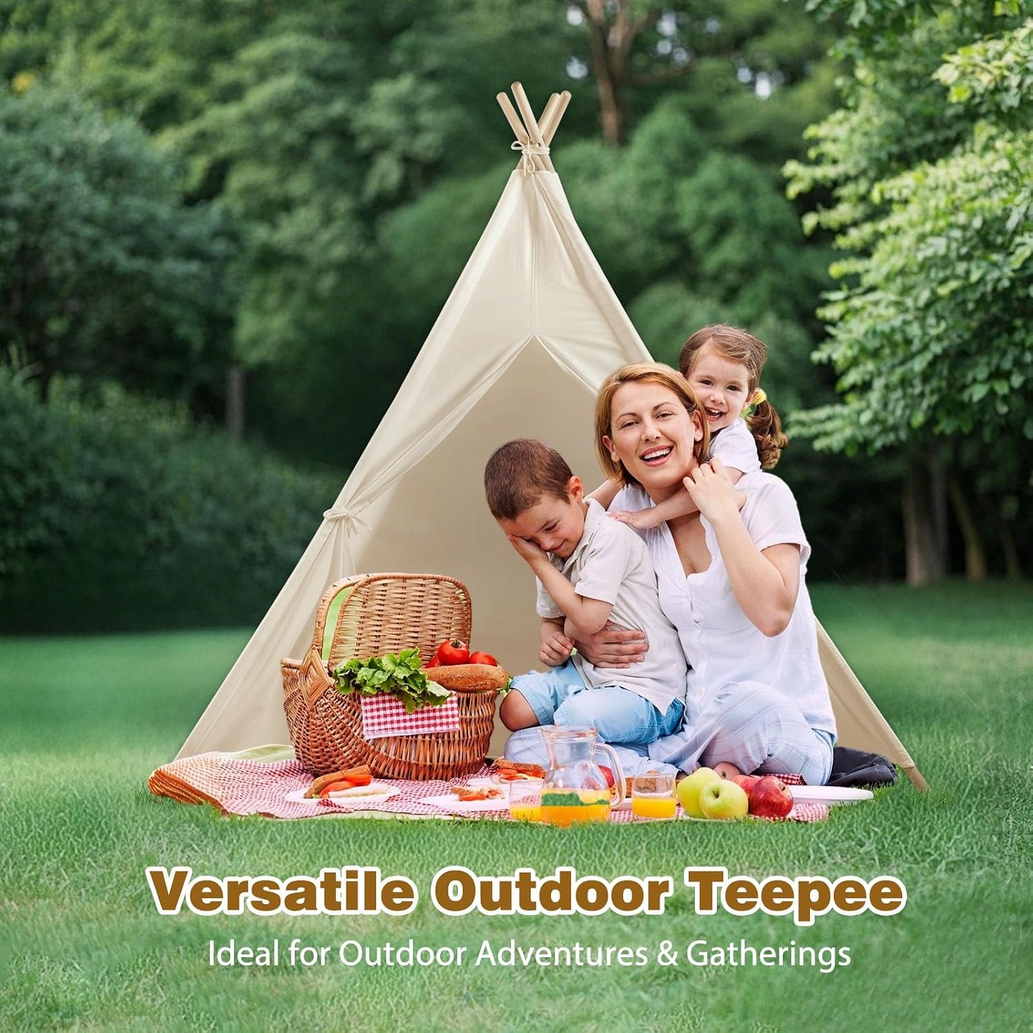 White Canvas Teepee Tent for Kids: image 4
