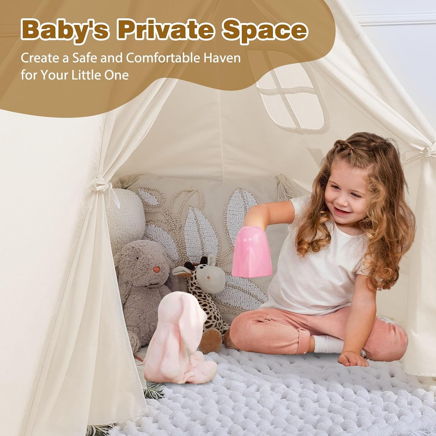 White Canvas Teepee Tent for Kids: image 5