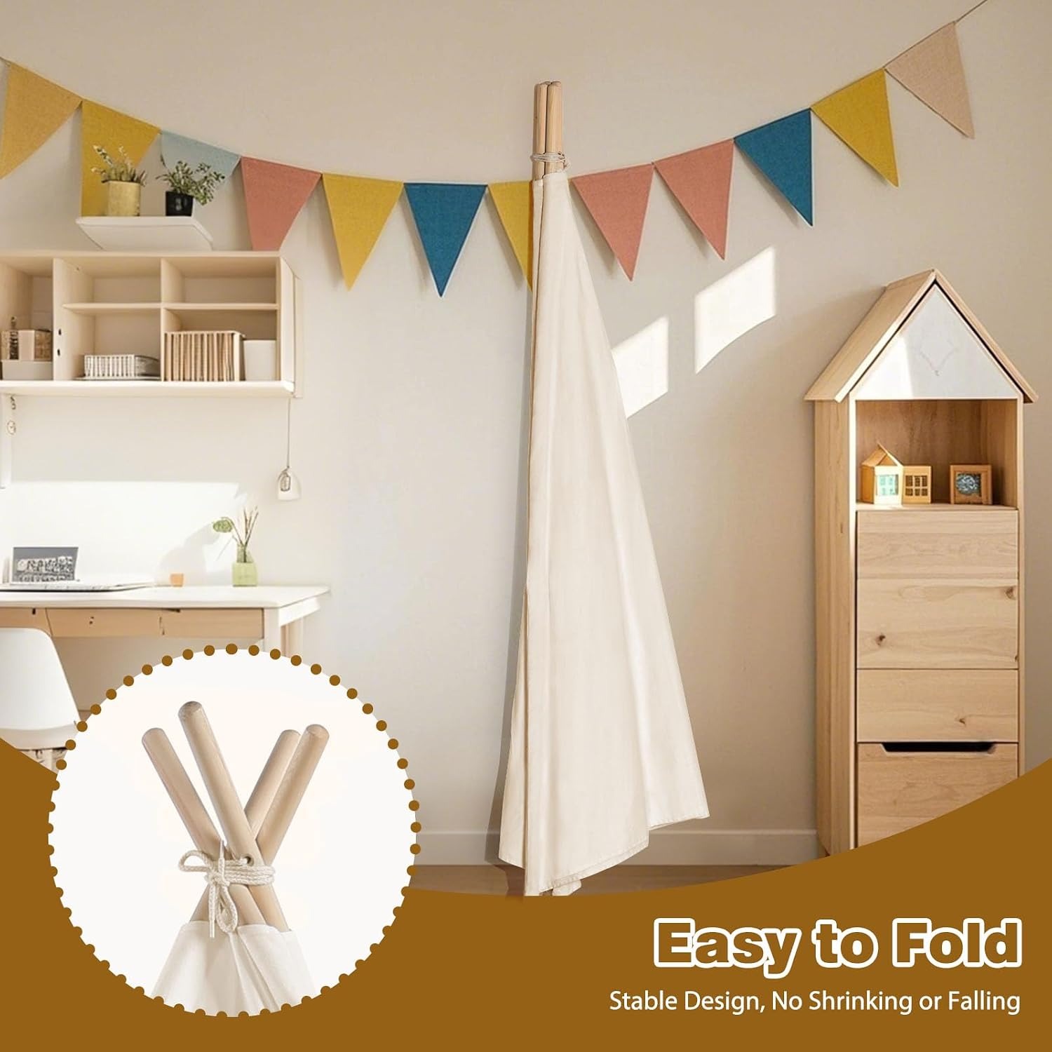 White Canvas Teepee Tent for Kids: image 7