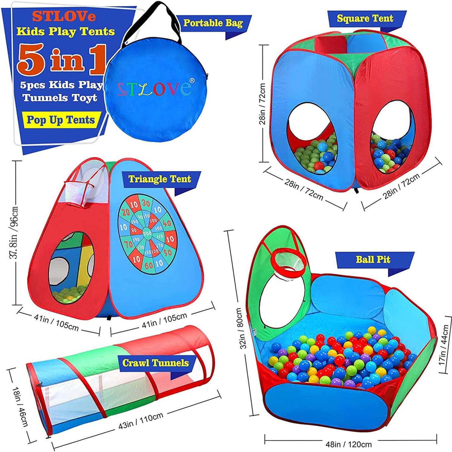 Five in One Pop Up Tents and Tunnels Play Set: image 4
